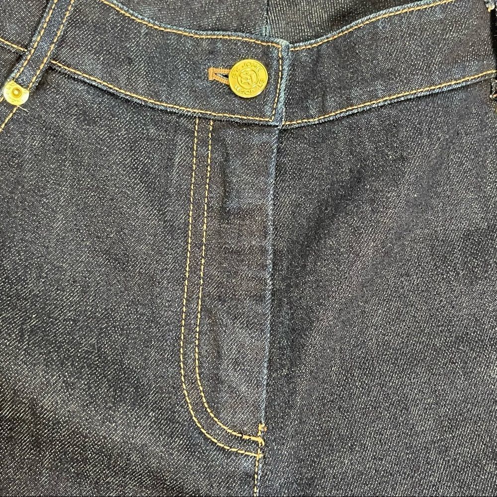 St John Blue Jeans Rhinestone Cross Pocket Dark Wash Denim Bootcut Size 8 - Picture 4 of 8